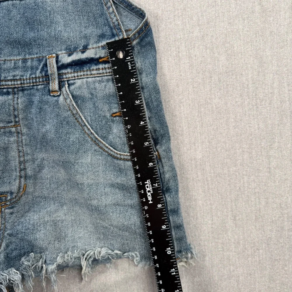 Melville Womens Denim Shortalls Medium Wash Raw Hem Overalls Size S 829SP155005B